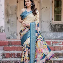 ALMAARI FASHION Ethnic Motifs Printed Woven Design Zari Pure Silk Jamdani Saree-picture-30