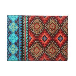 Reinvention Factory Set of 6 Maroon & Turquoise Blue Printed Table Placemats image 5