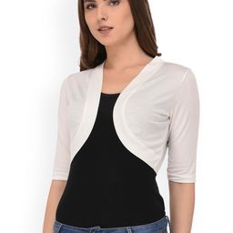 Espresso Off-White Solid Open Front Shrug image 3