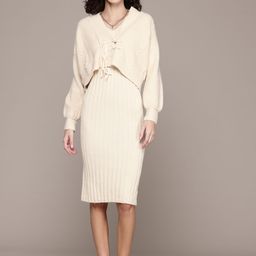 Roadster Woollen Bodycon Dress with Shrug-image-56