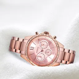 Fossil Women Rose Gold-Toned Embellished Analogue Watch BQ3377-19