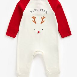 mothercare Infant White Printed Pure Cotton Sleepsuit-image-45