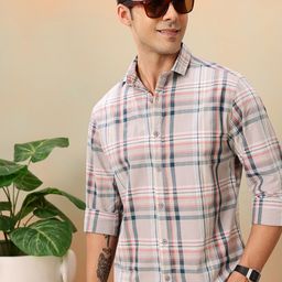 Mast & Harbour Pure Cotton Tartan Checks Relaxed Fit Casual Shirt-image-91