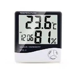 Acutek Thermometer, Humidity Meter, Clock -50 to 70°C/-58 to 158°F Range, HTC-1-28