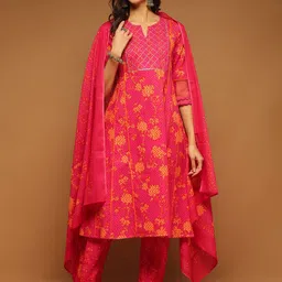 Anouk Women Printed Panelled Gotta Patti Pure Cotton Kurta with Trousers & With Dupatta-picture-18