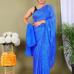 PK HUB Bandhani Printed Saree With Blouse Piece-image-3