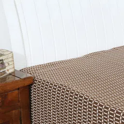 Soumya Brown & White Printed Cotton Double Bed Bed Covers-picture-17