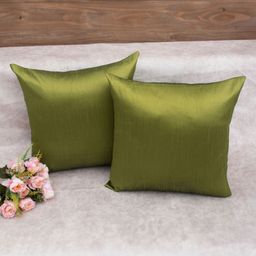 RoyalDeco Olive Green Set of 2 Square Cushion Covers-17