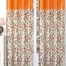 Aura White & Yellow 2 Pieces Floral Long Door Curtain-image-46