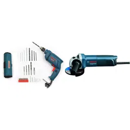 Bosch GSB 450-Watt Impact Drill Set, GWS 600 Professional Angle Grinder (Blue, 100-Pieces)-12