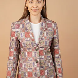 INDOPHILIA Women Printed Cotton Single-Breasted Blazers-image-51