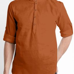 SHOPYCLICK Men Brown Kurta-image-84