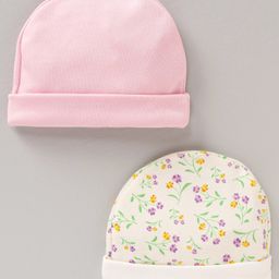 Ben Benny Cotton Knit Caps Printed & Solid Multicolor Pack of 2- Diameter 8.5 cm-image-93