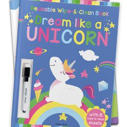 Dream Like A Unicorn Reusable Wipe And Clean Activity Book With 15 Sheets - English-11