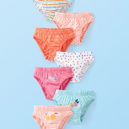 Babyhug 100% Cotton Floral & Polka Dots Printed Panties Pack of 7 - Multicolour-image-92