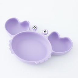 Silicone Suction Based Sectioned Plate Silicone Dish Crab Shaped - Purple-12