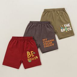 OHMS Single Jersey Knit Above Knee Length  Shorts Text Print Pack of 3 (Print May Vary)-picture-7