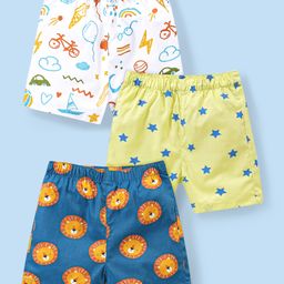 Babyhug Cotton Woven Lion Printed Boxers Pack of 3 - Multicolour-image-69