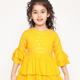 ISHTI Three Fourth Sleeves Sequin Detailed Top - Yellow-image-15