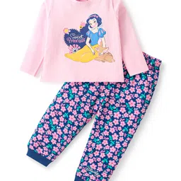 Babyhug Disney Single Jersey Knit Full Sleeves Night Suit with Snow White Graphics - Pink-picture-19