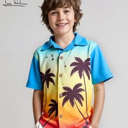 Arias Rayon Woven Half Sleeves Tropical Theme Printed Shirt - Multicolor-image-70