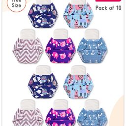 Babyhug Free Size Reusable Printed Cloth Diaper without Inserts Pack of 10 - Multicolour-3