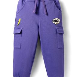 Babyhug Cotton Looper Knit Full Length Printed Lounge Pant - Purple-picture-27
