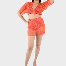 Blissence Abstract Printed Top With Skirt-image-14