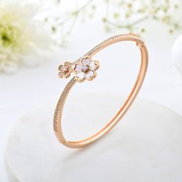 Voylla Women Cubic Zirconia Rose Gold-Plated Bangle-Style Bracelet-picture-21