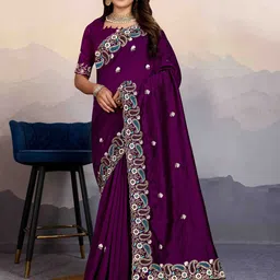 NANDKASHI Women Embellished Embroidered Silk Blend Saree-picture-52