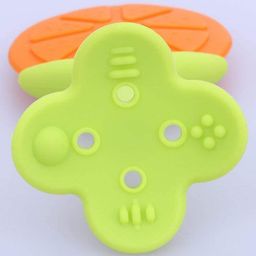Enorme Orange Fruit Shape Silicone Teether With Fruit Food Feeder Nibbler Pack Of 2 - Color May Vary image 2