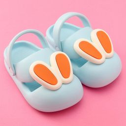 Oh! Pair Clogs with Back Strap Closure & 3D Applique - Blue image 2