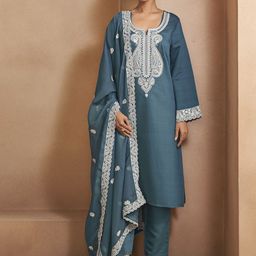Anouk Women Ethnic Motifs Embroidered Regular Thread Work Kurta Sets & With Dupatta-picture-45