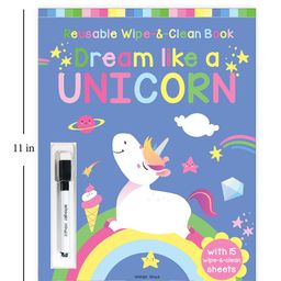 wonder house books Dream Like A Unicorn Reusable Wipe And Clean Activity Book With 15 Sheets - English image 3