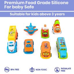 ADKD Friction Powered Pull Back Toy Vehicles Set of 7 - Multicolor image 3