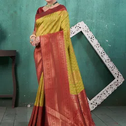 Mitera Striped Woven Design Zari Kanjeevaram Saree-picture-42