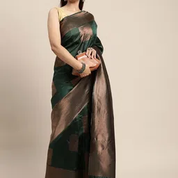 SHOP DROP Ethnic Motifs Zari Pure Silk Banarasi Saree-image-13