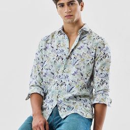 Snitch Men Floral Printed Spread Collar Casual Shirt-picture-5