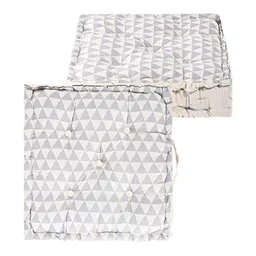 Myntra Elegant Homes White & Grey 2 Pieces Triangular Printed Cotton Chair Pads-0