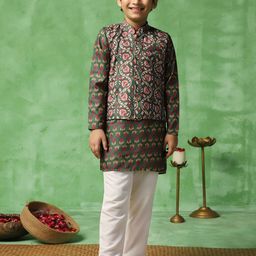 Sangria Boys Green Kurta Sets-36