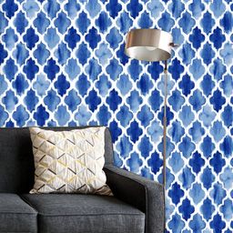 ArtzFolio Printed UV-Resistant Anti-Bacterial Blue Watercolor Moroccan Peel & Stick Wallpaper-picture-29