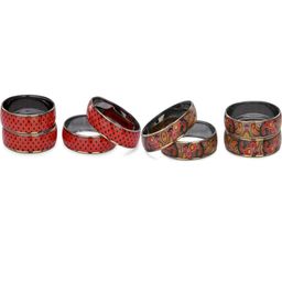 SOMIL Set Of 8 Red Alloy Artificial Stones & Beads Bangles-picture-27