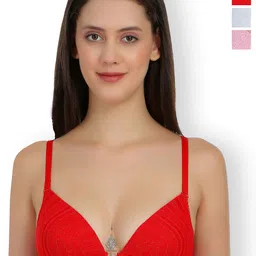 SELFCARE Pack Of 3 Net Half Coverage Lightly Padded Bra image 1