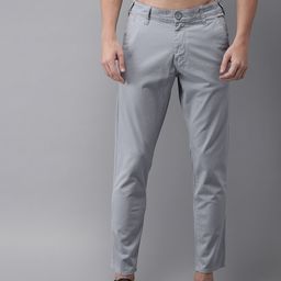 HERE&NOW Men Grey Slim Fit Chinos-image-67