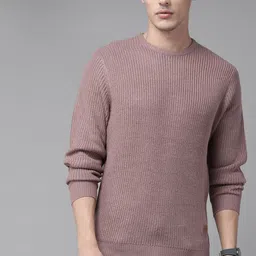 The Roadster Lifestyle Co Men Mauve Solid Pullover-image-88