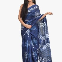 JALTHER Ethnic Motifs Pure Cotton Block Print Saree-28