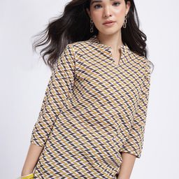 Anouk Rustic Geometric Print Mandarin Collar Straight Kurti-picture-48