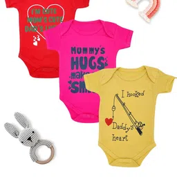 MYBABYTOWN Infants Pack Of 3 Printed Bodysuits-18