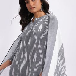 Anouk Ikat Print Regular Pure Cotton Kurta with Trousers & Dupatta-12