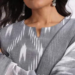 Anouk Ikat Print Regular Pure Cotton Kurta with Trousers & Dupatta image 5